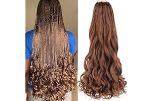 DT CHERYL Trecce Ricce Francesi All'Uncinetto 8 Pack Di Capelli Ricci Pre-Tesi Per Trecce A Scatola, 24 Inch Dea Box Trecce Uncinetto Capelli Pre Looped Box Trecce Di Capelli Sintetici (60.9 cm, 30#)