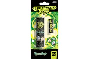 USAOPOLY Rick and Morty Edition of Left Right Center | Kolekcjonerska gra w kości z motywem programu telewizyjnego dla dorosłych | Oficjalnie licencjonowana gra Rick & Morty
