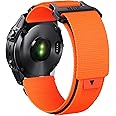 NotoCity Watch Strap Nylon Compatible with Garmin Fenix 6x pro, 26mm Quickfit Watch Band for Garmin Fenix 7X/6X/5X/3/3HR, Descent MK1/MK 2i/MK 2 with Replacement Woven Loop Band for Men(Orange)
