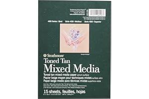 Strathmore 462-206 400 Series Toned Tan Mixed Media Pad, 6"x8" Glue Bound, 15 Sheets per Pad