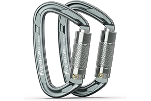 ‎FRESKARO FresKaro 25kN Karabiner Klettern, CE Zertifiziert, Twistlock, Groß 10cm, Schnellverschluss und Schwerlast, Es Könnte max 2550kg Halten, Anzug zum Bergsteigen, Abseilen, Hundeleinen, Schwarz und Grau