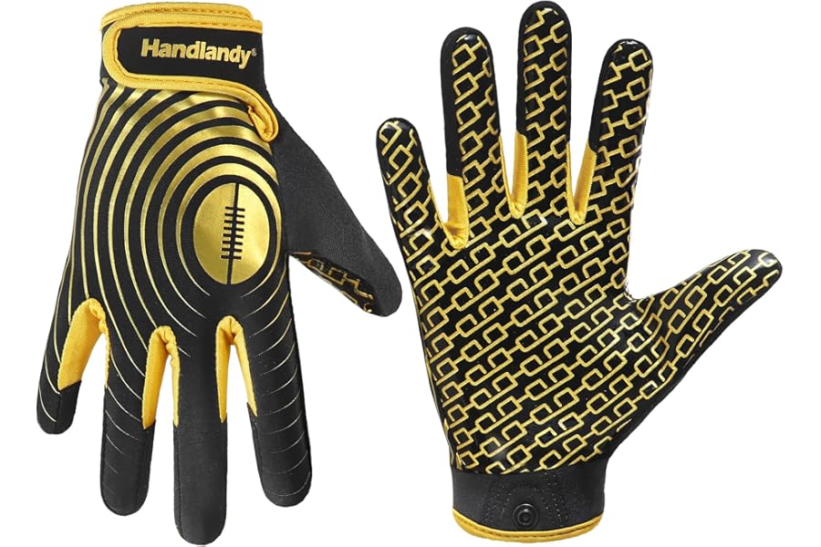 HANDLANDY Youth American Football Gloves, Sticky Wide Receiver Gloves for Kids Boys Girls, Stretch Fit Football Gloves