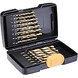Amazon Basics High Speed Steel Drill Bit Set - Titanium Finish, 21-Piece