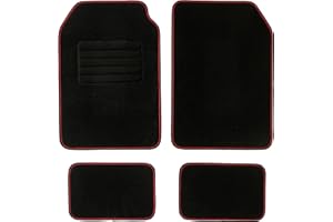DBS - Tapis de Sol - Voiture/Auto - 4 Pièces : Avant + Arrière - Rouge - Universel - Antidérapant
