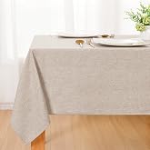 DWCN Washable Tablecloth Sand Linen Look 100 x 140 cm Soft Waterproof Tablecloth Lotus Effect Table Cloth for Living Dining R