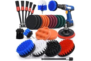 TWBEST Reinigungbürste Set, 28 Stück Power Scrubber Bohrer Bürsten Set mit Peeling Pad Schwamm Polierkissen für Badezimmer Dusche, Teppichreinigung, Mörtelwäsche und Fliesenreinigung