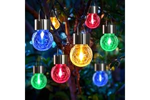 GIGALUMI Hanging Solar Lights Outdoor Garden, New Upgraded Moving Led Beads,8 Pack Waterproof Hanging Globe Solar Lights for Garden Yard Patio Decoration (Multiple Colors)