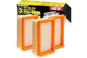 1E 3 filtri per aspirapolvere Kärcher [WD4, WD5, WD6 / MV4, MV5, MV6] – 3 filtri pieghettati piatti contro polvere e odori – Sostituisce 2.863-005.0 & KFI 4410 – Per allergici [WD 4 5 6 MV]