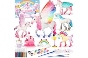 Lehoo Castle Arts and Crafts for Kids Unicorn Painting Kit Toys, Paint Your Own Craft Kits for Kid, DIY Kids Painting Set Unicorn Gifts for Girls, 12 Color Paint Toys for Age 4 5 6 7 8 9 Year Old