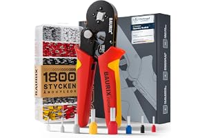 BAURIX® Crimptång Ändhylsor Set 1800 delar – 0,25–10 mm² | Modell PERSEUS. Självjusterande fyrkantspress ger jämna presslägen – elektrikerverktyg för elinstallation.