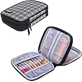 Damero Crochet Hook Case, Organizer Zipper Bag with Web Pockets for Various Crochet Needles and Knitting Accessories, Well Made, Small Volume and Easy to Carry, Gray Dots (No Accessories Included)