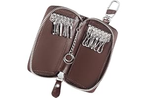 Foonii Estuches de llave, una Llave de Moto o Coche y unas Pequenas Llavero de Piel con Cremallera Organizador de Llaves Portallaves de Piel, Unisex bebé