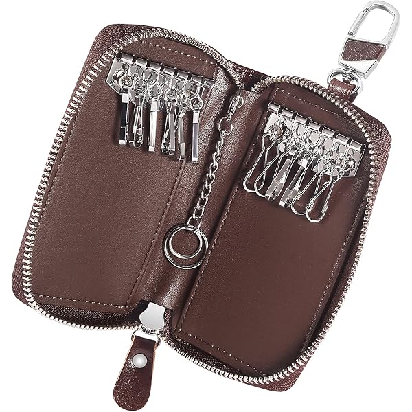 Porte-Clés En Cuir Véritable Avec Fermeture Éclair Pour Télécommande