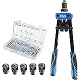 CCLIFE Set di pinze per rivettare Pinze per rivettare cieche Pinze per rivettare 5 ganasce intercambiabili incl 320 rivetti c