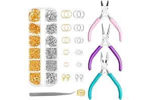 Gkelaly Jump Rings and Jewellery Pliers for Jewellery Making Kit, Jewellery Repair Kit with Jump Rings Lobster Clasps and 3Pcs Jewellery Pliers for Earrings, Necklaces, Rings, Bracelets Making