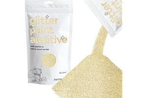 Hemway Glitter Paint Additive 100g / 3.5oz Crystals for Acrylic Emulsion Paint - Interior Wall, Furniture, Ceiling, Wood, Varnish, Matte - Microfine (1/256" 0.004" 0.1mm) - Champagne Gold