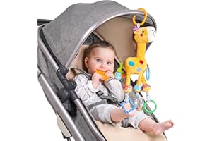 TUMAMA KIDS TUMAMA Jouet Girafe Suspendu Hochet pour Poussettes,Jouets de Poussette de Landau de Bébé avec Carillons éoliens,Siège de Voiture Animaux en Peluche Activité Jouet Cadeau pour Nouveau-né 0-12 Mois