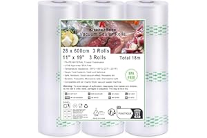 ‎KITCHENBOSS KitchenBoss Vakuumierbeutel 3 Rollen：28x600cm Profi Folienrollen, 170µm, Vakuumierrollen für alle Vakuumiergeräte und Sous Vide Gefrierbeutel, Stark & Reißfest