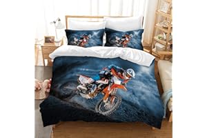 AVJWWD Copripiumino per moto 3D, motivo stampato in 3D di set di biancheria da letto a tema moto per sport estremi, set di biancheria da letto per moto moderno con 2 federe(220 x 240 cm, Moto3)