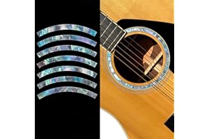 INLAYSTICKERS Adhesivos para guitarra acústica con incrustaciones, diseño de roseta, rayas y abulón