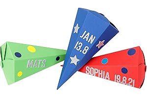 Papierdrachen Lot de 3 sacs pour frères et sœurs - Sac d'école pour la rentrée des classes - Petit sac à sucre pour sœur et frère - Bleu, vert et rouge - Avec autocollants décoratifs en caoutchouc
