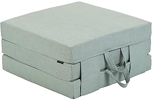 Fun!ture Single Foldable Z Bed Mattress | Indoor Portable Folding Sofa Bed | For Living Room & Bedroom | Great For Sleepover & Guests | Soft & Comfy Futon Set With Carry Handles (Sea Green)