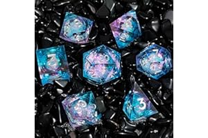 ORUZA 7 Stück Polyedrische DND Würfel Set Liquid D&D Core Würfel D4 D6 D8 D10 D12 D20 D% Treibsand Spielwürfel für Dungeons and Dragons RPG MTG Pathfinder Rollenspiele Spielwürfel