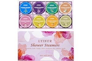 LYINUR 8 Pcs Shower Steamers Aromatherapy - 8 Scents, Shower Bombs with Essential Oils for Women Bath Relaxation, Christmas Birthday Valentines Gift