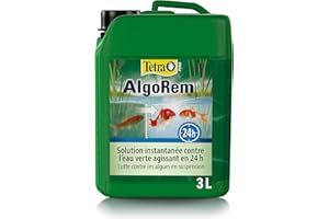 Tetra Pond AlgoRem – Traitement de l’Eau des Bassins de Jardin – Elimine l’eau verte et Limite la formation des Algues – Favorise une Eau Claire et Saine en 24H – 3 L