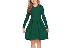 Flypigs Mädchen Strickkleid Langarm Herbst Winter Pullover Kleid Kinder Einfarbig Festlich Weihnachtskleid Freizeitkleid Gr. 104-152