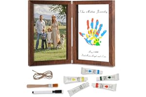 Nabance Kit Impronte Mani Famiglia 4 Pannelli In Plexiglas 5 Colori, Impronta Mani e Piedi Neonati Ideale per Compleanni Anniversari, Eventi Familiari, Regali di Nascita, Marrone