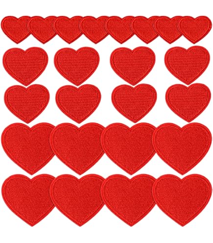 Parches De Corazón Bordados - Juego De 6 (rojos Y Negros) - Aplicación Con Plancha O Costura - DIY Para Ropa, Bolsos, Zapatos