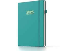 TDOLISSTE - Agenda Settimanale 2025 Diario Scuola A5 Planner Settimanale 12 Mesi da Gennaio 2025 a Dicembre 2025, Chiusura Elastica, Passante per Penna, Copertina Rigida (Ciano)