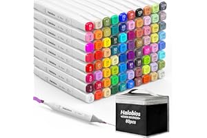 Halobios 80 Colors Marker Set, Permanent Alcohol Markers, Dual Tip Fine & Chisel Art Markers for Drawing, Sketching, Anime, Manga, Adult Colouring Pens for Kids Students Artists with Carrying Case