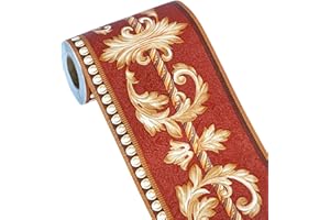 HyFanStr Frise Murale Autocollante 3D Amovibles Fleur Verte Bordure De Papier pour Chambre Cuisine Salon 500X10Cm