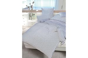 Janine Design Streifen-Bettwäsche modern Classic dunkelblau Kissenbezug einzeln 80x80 cm