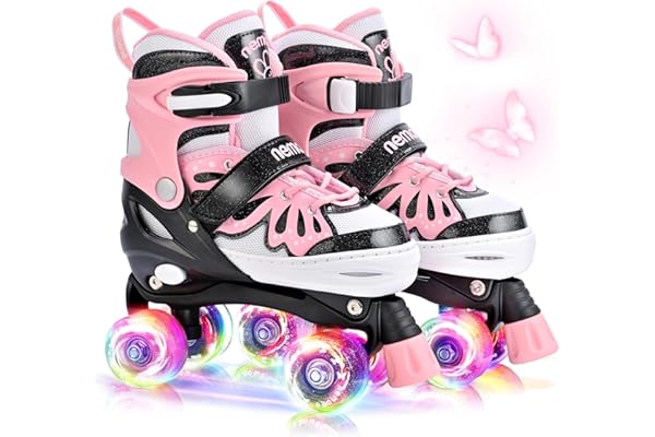 Nemone Sirènes Patins à roulettes Filles Réglable 4 Roues Patins à roulettes pour Enfants et Débutants Cadeau Noël et Anniversaire