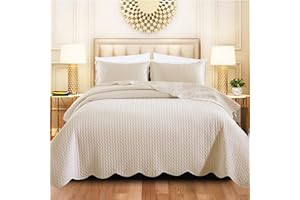 SHOP DIRECT 24 Luxury Bedspread Super King Size Beige - Stylish Matt Finish Lightweight Reversible Embossed Pattern Bedspread Bedding Sets - 3 Piece Blanket Throw Bed Spread 250 X 270 cm + 2 Pillow Shams