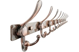 Dseap Wall Coat Rack 96.5cm - Heavy Duty 300% Thicker, Modern Stainless Steel, 10-Triple-Hooks Coat Hanger for Entryway Closet, Antique Copper