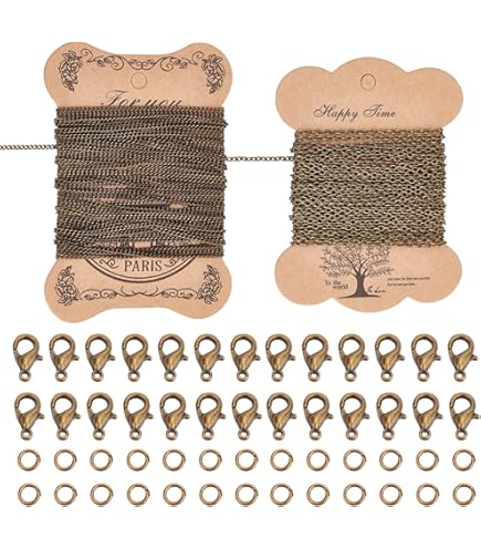 Catena Bronzo 10mm WADORN Catene Per Gioielli Fai Da Te - 10m Bronzo Antico Con Fermagli E Anelli Kit Gioielli Fai Da Te 10m