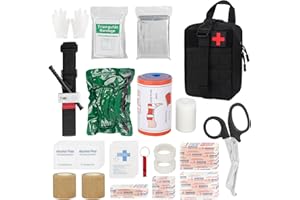 Mineup Botiquín De Primeros Auxilios, 54 piezas Kit de Primeros Auxilios Táctico, Tactico First Aid Kit Militar, Bolsa de Emergencia para el Hogar, Coche, Camping al Aire Libre, (Negro PRO)