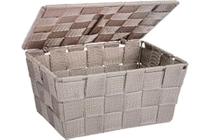 Wenko Cestino con coperchio Adria taupe, Polipropilene, 19 x 10 x 14 cm, Tortora