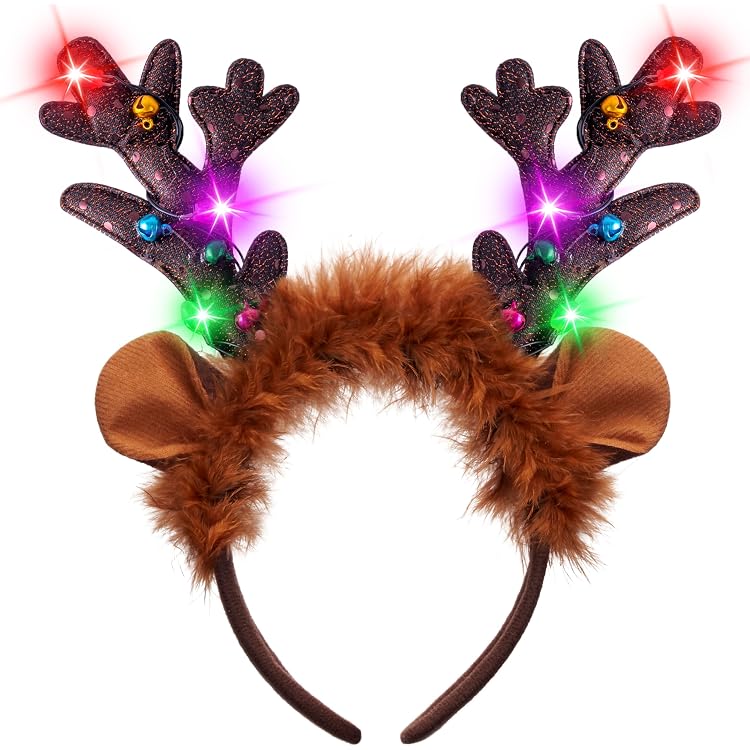Edary Leuchtendes Rentier-Stirnband Mit LED-Blume – Perfekt Für Weihnachtsfeiern & Partys