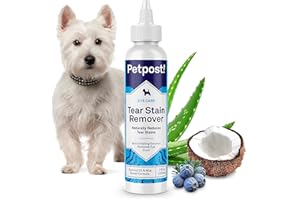 Petpost | Tear Stain Remover for Dogs - Best Natural Eye Treatment for White Fur - Soothing Coconut Oil - Maltese, Shih Tzu, Chihuahua Angels Approved - Chemical and Bleach Free 237 ml