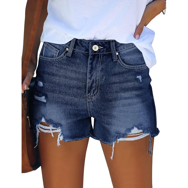 Roskiky Short En Jean Femme Taille Haute – Denim Stretch Décontracté Ourlet Brut Effiloché, Look Tendance Été