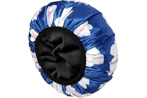 AOGOE Bonnet De Douche, Bonnet De Douche à Triple Couche Pour Les Femmes Avec Liner Microfibre, Bonnet De Douche Doublé De Serviette, Réutilisables, Imperméables Pour Toutes Les Longueurs De Cheveux