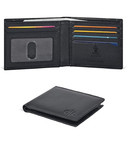 Leatherboss Men's Genuine Leather Bifold Wallet - Thin, Slim Front Pocket, 6 Credit Card Case
