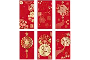 Durdiiy Chinese Red Envelopes 2026 Chinese New Year of The Horse Lucky Money Pocket Hong Bao Traditional Chinese Festival New Year Spring Blessing Party Birthday Wedding Chinese Knot 6Pcs (A-6)