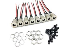 Lewttyer 8 Sets DC Hollow Plug 5.5 x 2.1 mm DC Power Jack Socket Panel Mount Plug Adapter Power Supply Low Voltage Connector