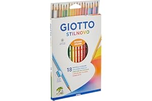 GIOTTO Stilnovo - Astuccio Da 18 Matite A Pastello Colorate, 3.3 Mm, Multicolore, Colori Intensi